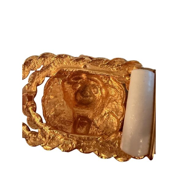 Mimi Di N Womens Gold Lion Head Belt One Size Signed Adjustable Statement Rare main image 12
